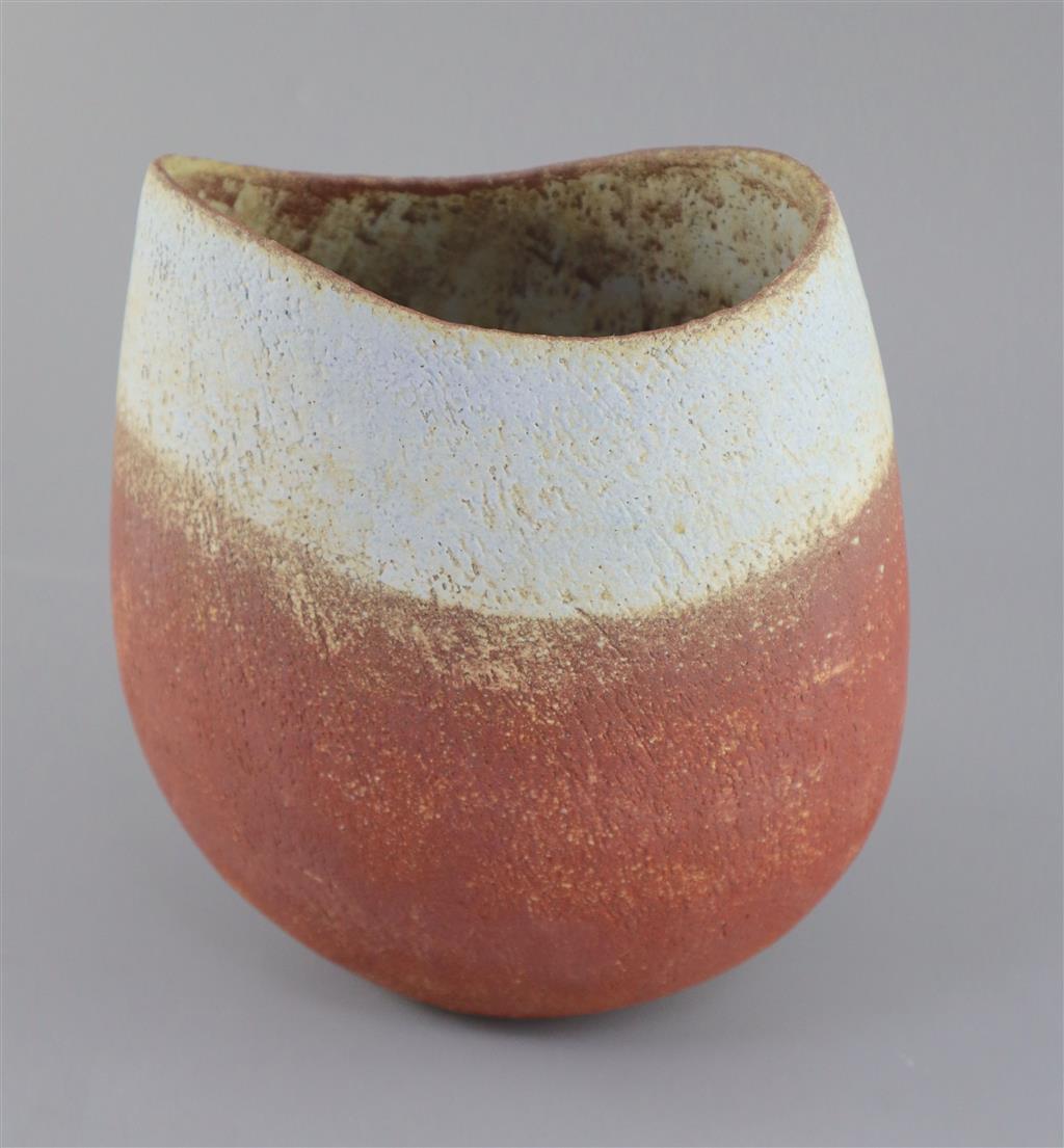 John Ward (b.1938). A hand-built stoneware vase, 21cm high